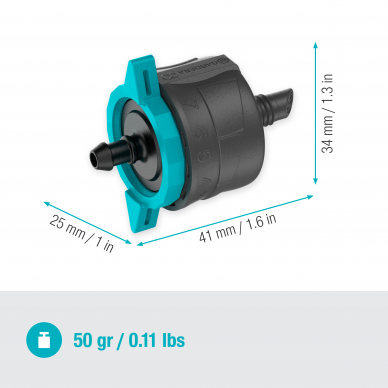 Galvutė lašinimo reguliuojama Endline MDS 1-8L/h 4.6mm vamzdžiui 5 vnt. Gardena 3