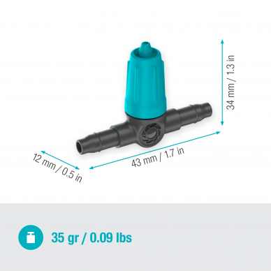 Galvutė lašinimo reguliuojama Inline MDS 0-15L/h 4.6mm vamzdžiui 10 vnt. Gardena 3