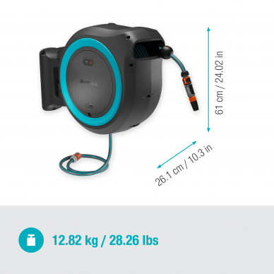 Ritė su žarna 35m PowerRoll XL mont. ant sienos turkio Gardena 6