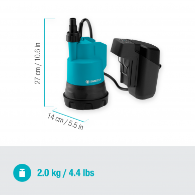 Siurblys panardinamas GARDENA 2000/2 18V P4A be baterijos 3