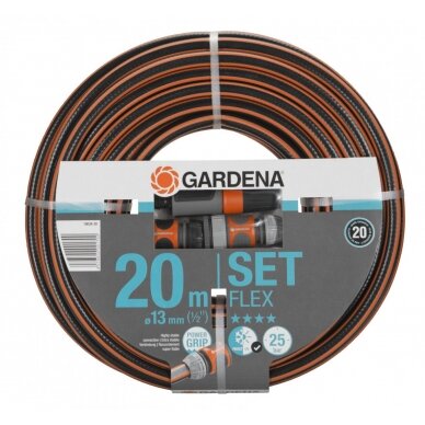 Žarna laistymo Gardena FLEX 13mm (1/2") 20m su jungtimis